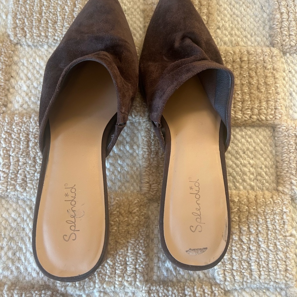 Splendid Dark Brown Suede Mules